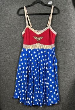 Wonder Woman Dress Womens Size 0 Red Blue Star Skater Cosplay Sleeveless DC